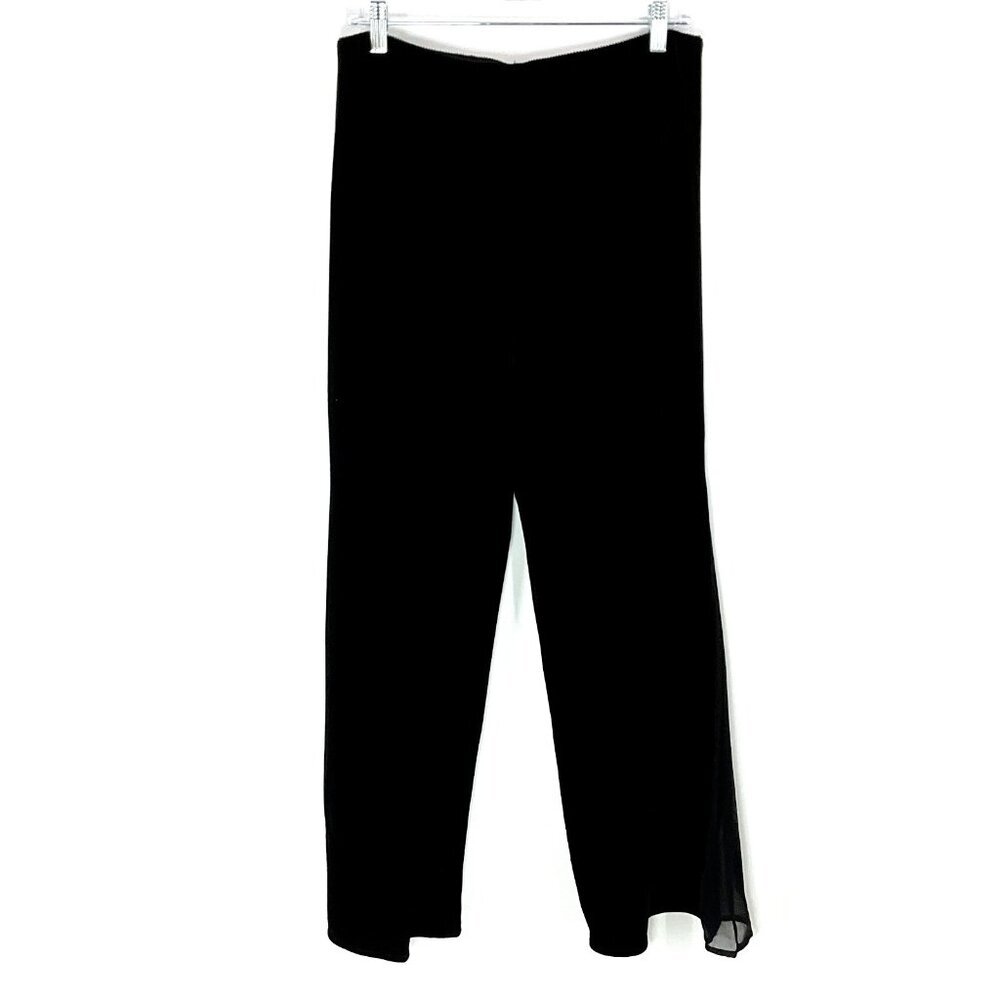 Alex Evenings Pants Women Small Petite Black Velvet Side Sheer Fabric Pull On